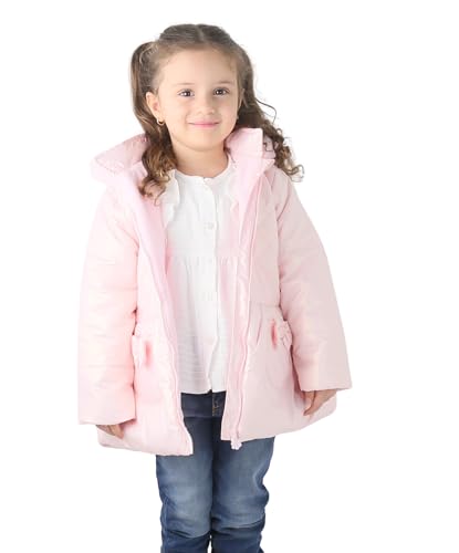 SIRRI Girls' Hooded Puffer Coat - Quilted Winter Jacket with Bow Details, Warm Outerwear for Toddlers