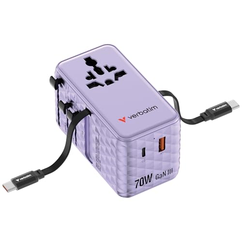 Adaptateur universel GaN 70W Verbatim pour charger son ordinateur à l'étranger