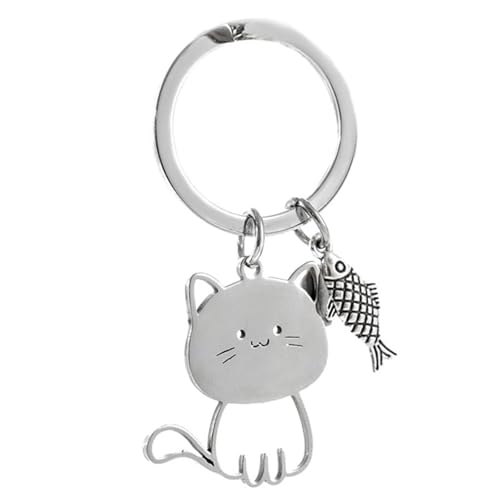 Porte-clés voiture chat robuste en acier anti-rayures pour sac