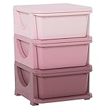 dechome - cassettiera in plastica colorata per cameretta con 3 cassetti 37x37x56.5 cm colore rosa