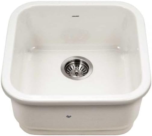 Miniatura 4 de Houzer Platus PTB-1919 WH - Fregadero de barra cuadrada de arcilla refractaria de 19 pulgadas para cocina o bar, duradero, resistente a