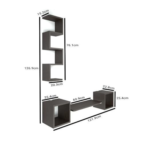 Image of ESTANTERIA Tv Unit Wall Mounted Engineered Wood TV Unit, TV Cabinet for Wall, TV Stand for Wall, TV Stand Unit Wall Shelf for Living Room, Set Top Box Wall Display Rack Stand(Standard Wenge)