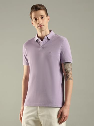 Image of Tommy Hilfiger Solid Regular fit Cotton Polo t-Shirt