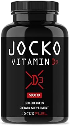 Jocko Fuel Vitamin D3 5000IU Supplements - Vitamin D Supports Immune System, Bone Health, & Metabolic Processes, Helps Fatigue & Mood - Coconut Oil Blend, 360 Servings