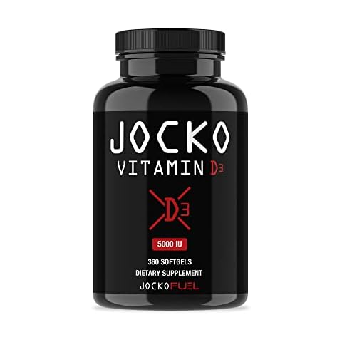Jocko Fuel Vitamin D3 5000IU Supplements - Vitamin D Supports Immune System, Bone Health, & Metabolic Processes, Helps Fatigue & Mood - Coconut Oil Blend, 360 Servings Cover