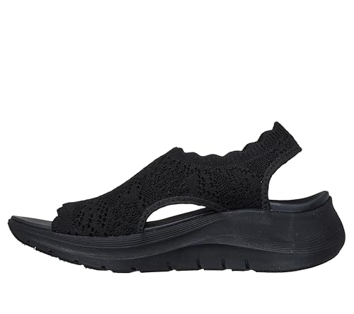 Skechers Skechers Women's ARCH FIT 2.0 - FLAWLESS CHOICE, Arch Fit 2.0 Scalloped Crochet Knit H-Band Sandal, Black/Black, 8M
