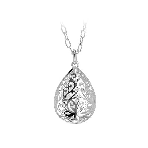 Tuscany Silver Sterlingsilver rodiumpläterat tårdroppe hänge på kedja med 51 cm/20 tum och 10 cm/4 tum förlängning