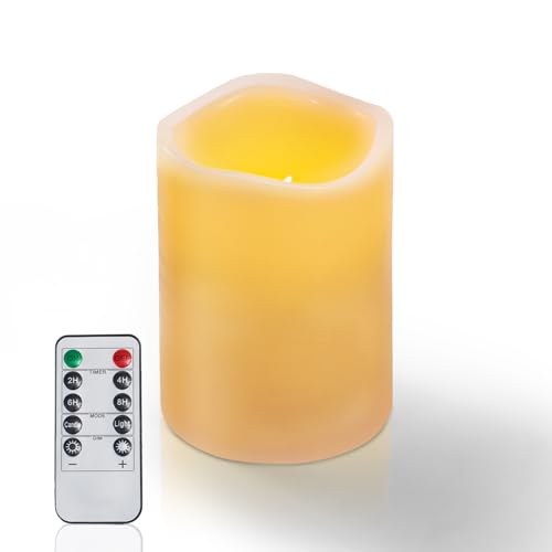 Homemory Flackernde Flammenlose Echtwachskerzen, Batteriebetriebene...