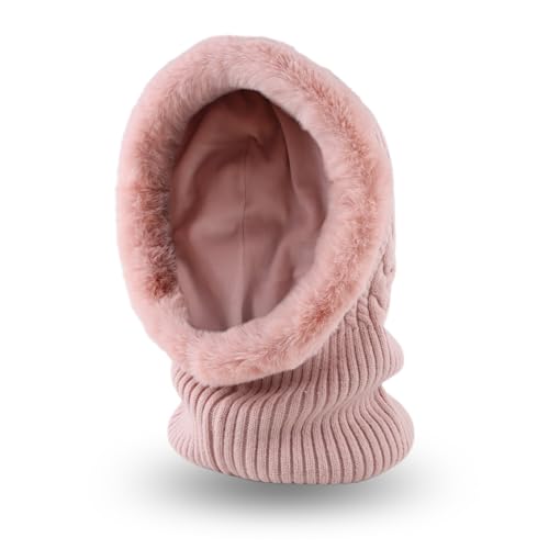 Image of Winter Fleece Balaclava Warm Men Hood Hat Knitted Hooded Scarf for Women Unisex Skull Cap