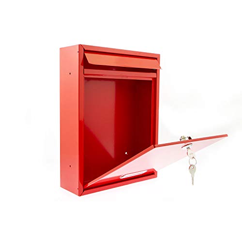 Burg-Wächter MB19R Trent Abschließbarer wetterfester Briefkasten aus verzinktem Stahl, rot, 260x340x88mm