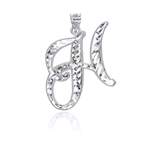 Claddagh Gold .925 Sterling Silver Fine Dangling Cursive Initial A-Z Charm Pendant - Choice of Initial Letter