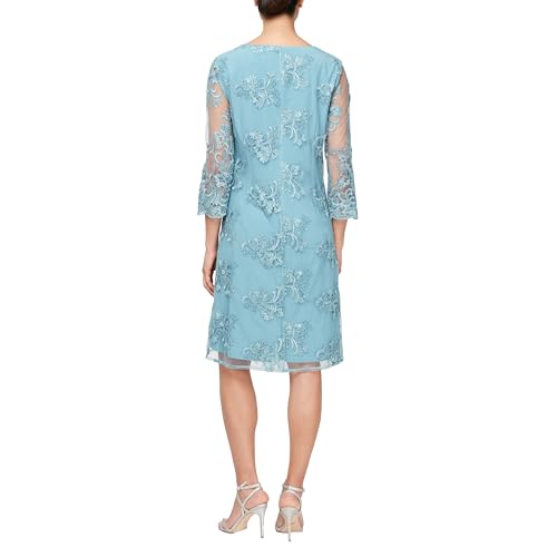 Image of Alex Evenings Womens Midi Scoop Neck Shift Dress with Jacket (Petite and Regular)