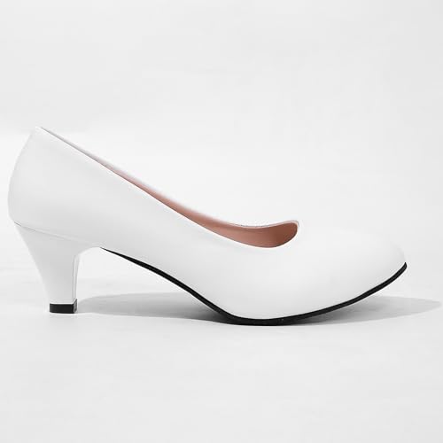 Image of WUIWUIYU Womens Office Kitten Heels Pumps Slip On Evening Dress Work Cute Sexy Pump Shoes
