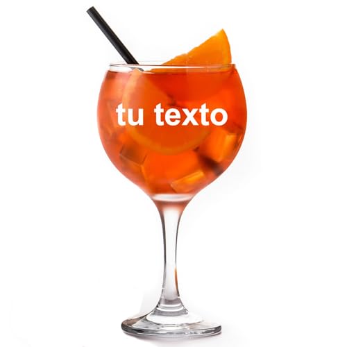 Lasernauten Copa de Gin Tonic Personalizada con Nombre o frase, Copa de Balón grabado Láser, Vaso cristal cóctel y cubata
