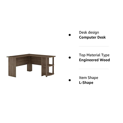 Ameriwood Home Dakota L-Shaped Desk With Bookshelves, Rustic Oak #TOP6