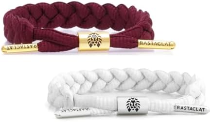Rastaclat Original Braided Merlot & Onyx Silver White Adjustable Bracelets for Men & Women of All Ages | 2 Pack (Medium/Large) image 4