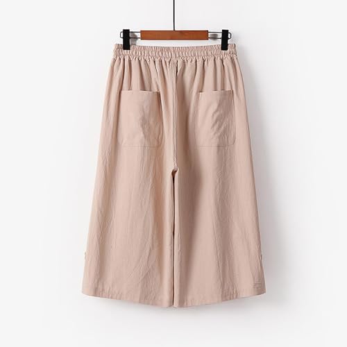 Men's Linen Pants Casual Drawstring Waist Breathable Harem Pants Baggy Hippie Drop Crotch Trousers with Pockets4