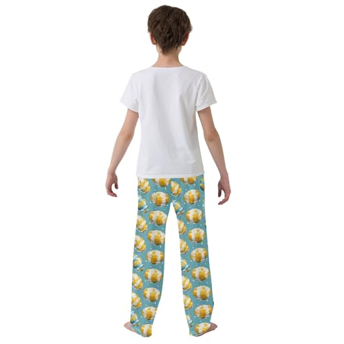 senya Watercolor Yellow Egg Painting Long Pajama Pants Bottoms Soft Sleepwear with Pockets3