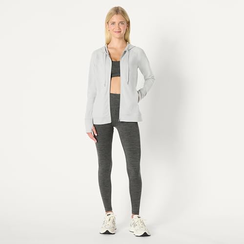 Amazon Essentials Women's Athletic Soft Performance Lightweight Zip Up Workout Hoodie Jacket, Space Dye Dove, X-Small - image 5