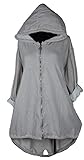  Italy Donna Damen Sommer Lagenlook Kapuze Mantel Jacke Blazer Kardigan 42 44 46 48 50 52 54 56 M L XL XXL 3XL 3D Silber Print Urlaub Strand Grau (50)