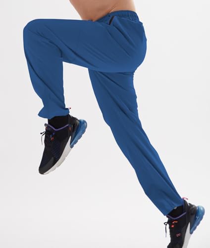 Image of Men's Elastic Waist Hiking Pants Water Resistant Quick-Dry Lightweight Outdoor Sweatpants with Zipper Pockets