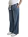 Motherhood Maternity Women's Under The Belly Tie Waist Relaxed Wide Leg Pregnancy Denim Pants, Hansel Wash, X-Large