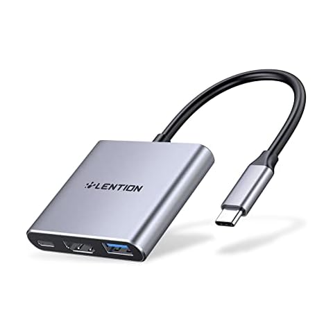 LENTION 3-in-1 USB C Hub with 100W Power Delivery, USB 3.0 & 4K HDMI for 2023-2016 MacBook Pro, New Mac Air/Surface/Chrome/Steam Deck, More, Stable Driver Adapter (CB-C14, Space Gray) Cover