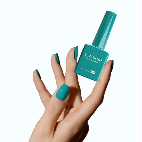 Image of CANNI Teal Green Gel Nail Polish, 1Pcs Emerald Green Gel Polish Dark Color Soak Off U V Nail Manicure Salon DIY at Home