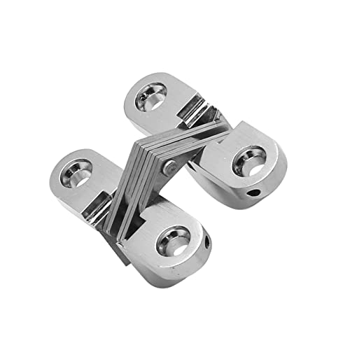 Rierdge 1-3/4" Hidden Hinge Stainless Steel 180 Degree Invisible Cross Hinges For Kitchen Cabinet Door Frameless Concealed Hinge With Screws, 4Pcs #TOP6