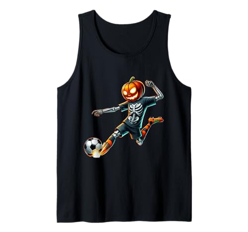 Kürbis Fußball Skelett Lustig Halloween Fußball Tank Top