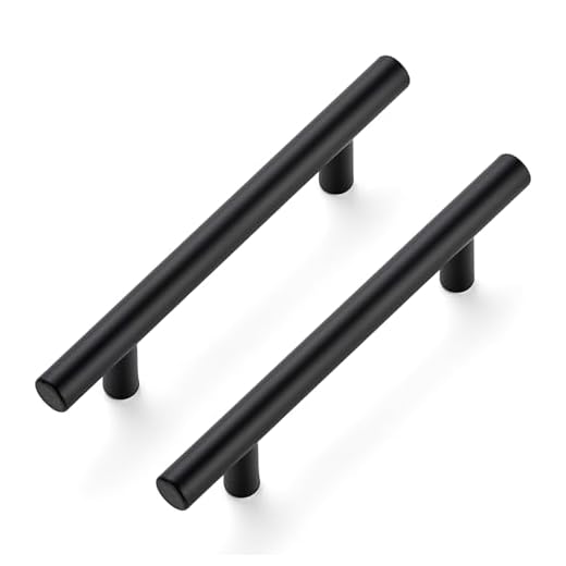 10 Pack Cabinet Handles with 3.75 Inch (96mm) Hole Center Matte Black Cabinet Pulls Stainless Steel Drawer Pulls, Kitchen Knobs for Dresser Drawer, 6 Inch Overall Length