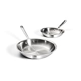 All-Clad D3® Stainless Steel 8 and 10 inch Frying Pans Set - Made in the USA- The Original Bonded Professional Cookware- Oven Safe & Induction Compatible