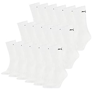 PUMA 18 Paar Sportsocken Tennis Socken Gr. 35-49 Unisex für sie und ihn, Farbe:300 - white, Socken & Strümpfe:43-46