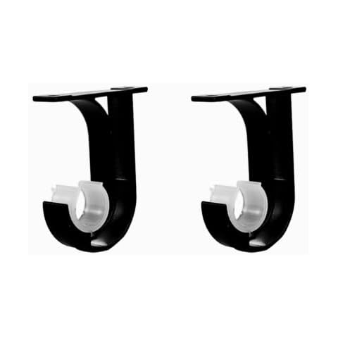 AEGYPIUS Curtain Rod Ceiling Mount Bracket, 2 Pcs Heavy Duty Curtain Rod Holders, Aluminum Alloy Closet Rod Hooks Hangers, Black Curtain Rod Supportor Cover