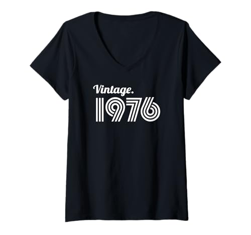 Donna Anno di nascita vintage 1976 stile retrò - Milestone Birthday Maglietta con Collo a V
