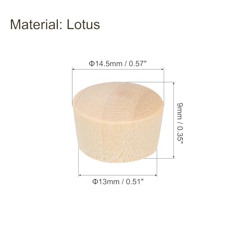 Image of uxcell 40Pcs Wood Button Plugs, 13mm /0.51 inch Flat Head Hardwood Screw Hole Plug Wooden Caps Buttons Wood Plug for Furniture Woodworking Craft Decor (14.5mm x 13mm)