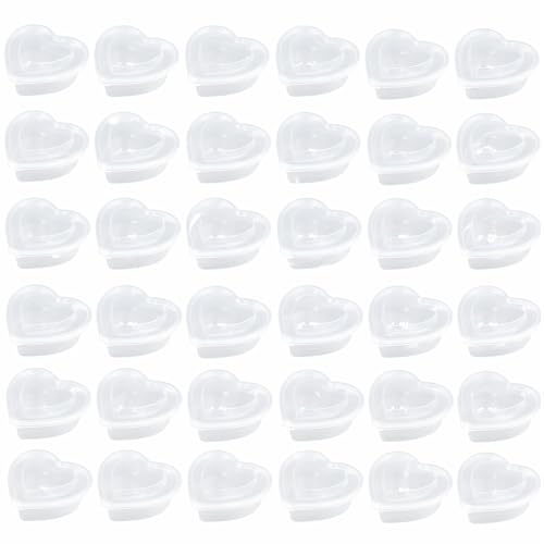Goodma 36 Pieces 5 oz Heart Shaped Slime Storage Containers Transparent Plastic Box with Lids
