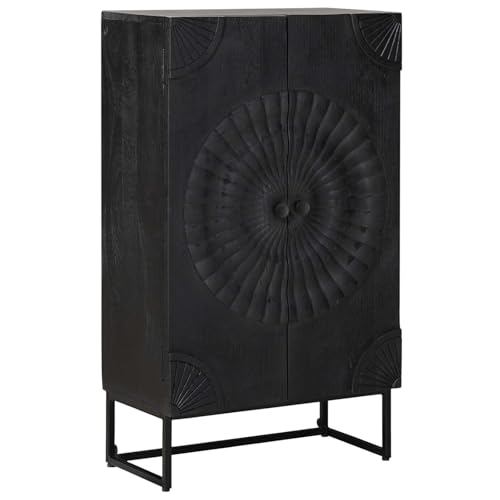 Highboard negro de madera maciza de mango, aparador elegante y robusto 3