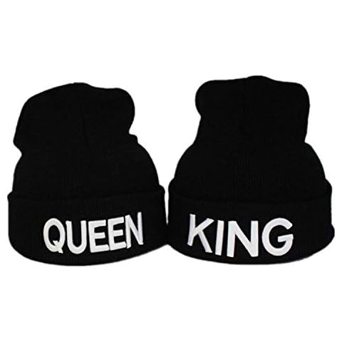 Gkmamrg Christmas Partner Couple Gift King Queen Winter Hat Knitted Hat for Him and Him Black / White White Cover