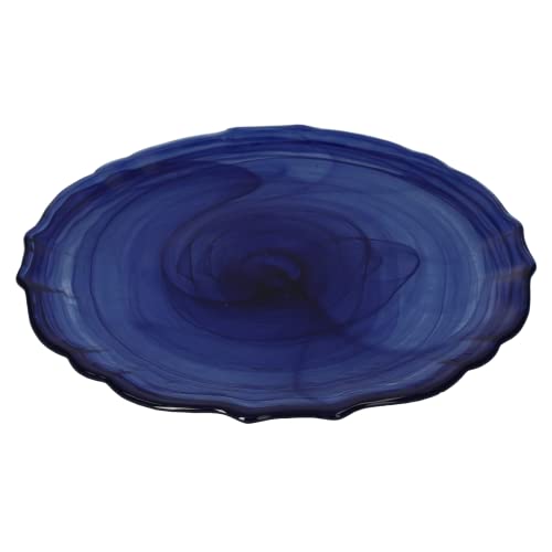 Keyhomestore - 6er Set Teller aus Glas in der Farbe blau Ø 21 cm ideal als Servierplatte für Dessert, Kuchen, Obst und Gemüse