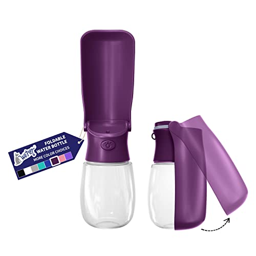 Image of WePet Foldable Portable Dog Water Bottle Puppy Water Dispenser with Drinking Feeder, 12 OZ, High-Temperature Resistant Leak Proof for Pets Outdoor Walking, Hiking, Travel, Food Grade Plastic BPA Free