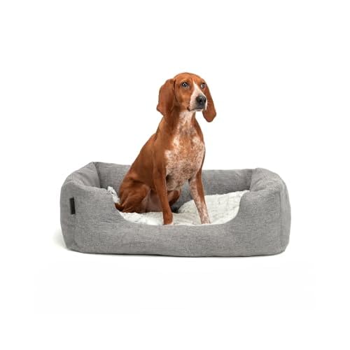 dibea Hundebett Hundekissen Hundekörbchen mit Wendekissen meliert (M) 80x60 cm Grau