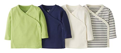 Moon and Back by Hanna Andersson Baby 4 Pack Long Sleeve Side Snap Shirt, Navy Multi, Newborn