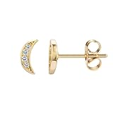 Pendientes de tuerca para mujer, elegantes luna blanca, adecuados para bodas, aniversarios, vacaciones, Cobre, Circonia cúbica
