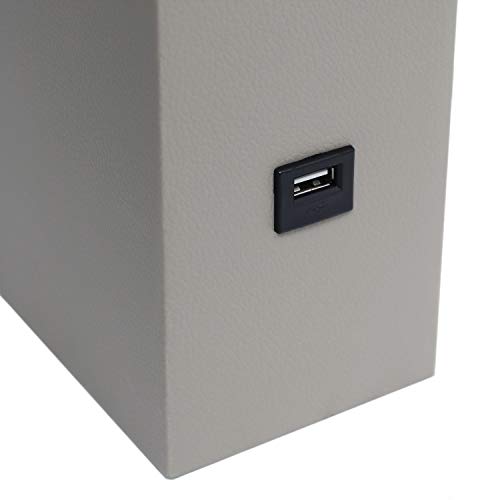 Elegant Designs Lt1053-Gry Modern Leather Table Lamp With Usb And White Fabric Shade, Grey #TOP4