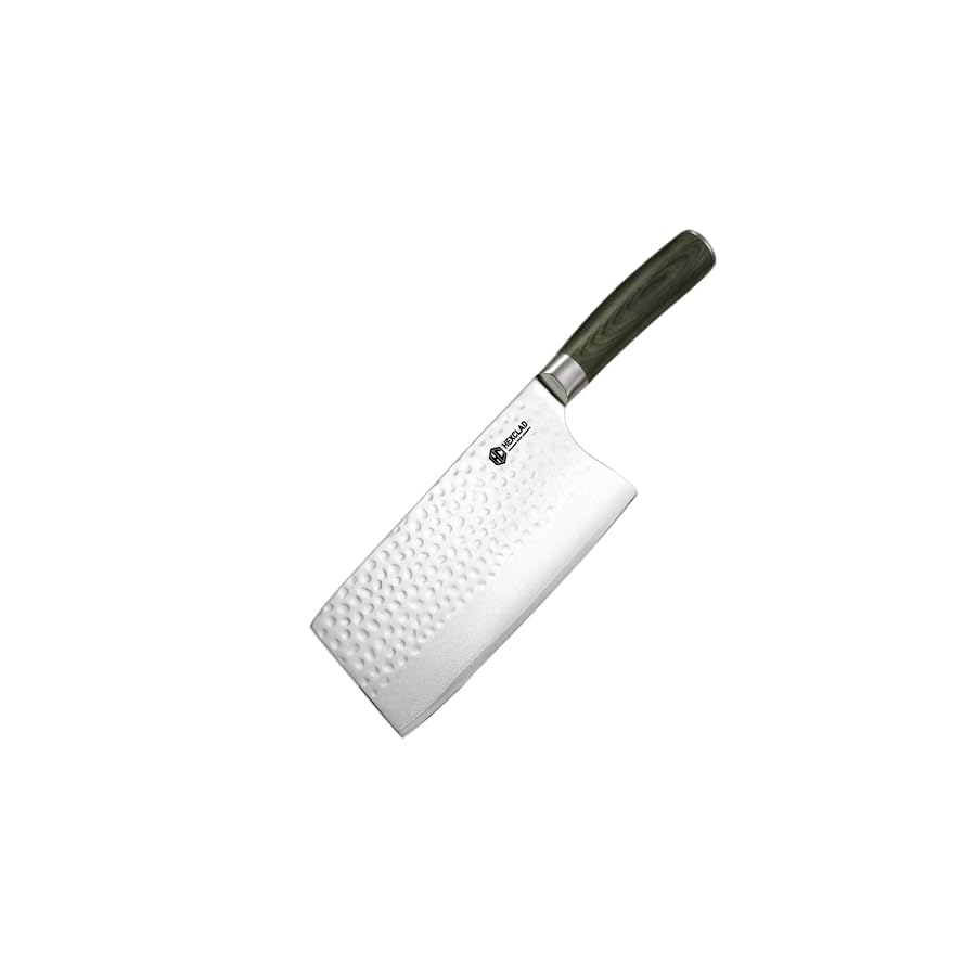 HexClad-Cleaver-Knife-7-Inch-Japanese-Damascus-Stainless-Steel-Blade-Pakkawood-Handle HexClad Cleaver Knife, 7-Inch Japanese Damascus Stainless Steel Blade, Pakkawood Handle