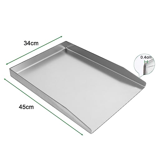 WELL GRILL Edelstahl Plancha Grillplatte für Napoleon LE/LEX/Prestige & Rösle Videro & Weber Gasgrill Zubehör, BBQ Grillplatte und Spachtel Schaber set 45x34CM 2