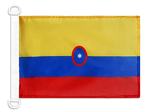 AZ FLAG - Drapeau Pavillon Civil Colombie - 45x30 cm - Pavillon Nautique Marchand Colombien Spécial Bateau Et Extérieur En Maille Bloquée Avec Anneaux Plastiques Intégrés - 30g