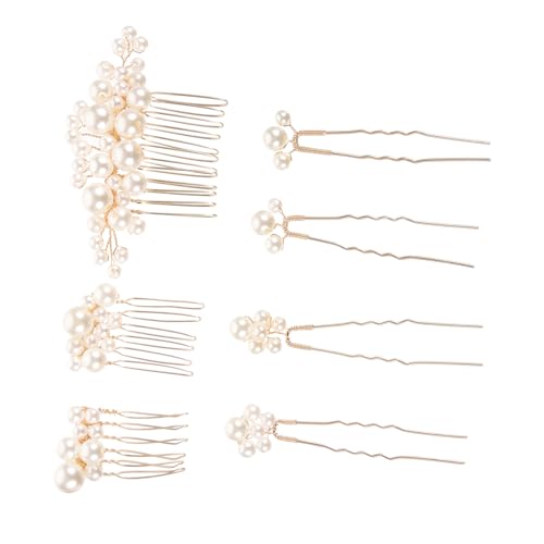 KESYOO 7個 ヴィンテージ ヘア アクセサリー パール ヘア コーム ヘッドピース 結婚式用 装飾 パール ヘア クリップ 女性用 ガール ヘア アクセサリー ウェディング ヘア ゴールド