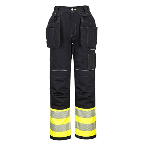 Portwest PW307 Men's PW3 Hi Vis Removable Holster Work Pants Yellow/Black, 32